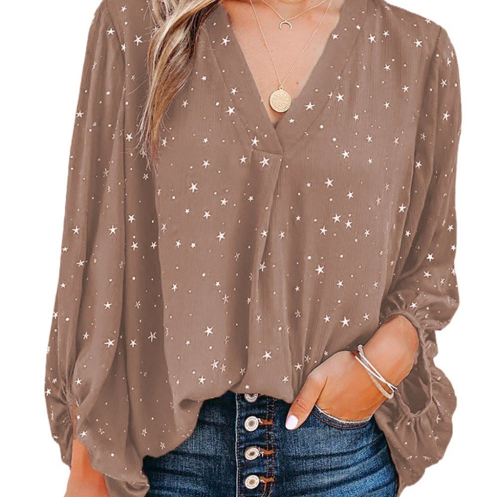 𝅺star Print Billowy Blouse - Picture 4 of 6
